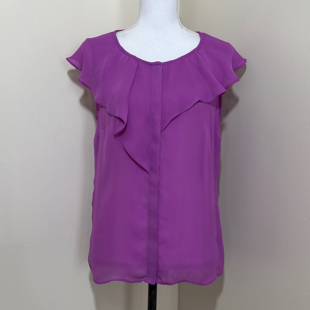 WORTHINGTON MEDIUM HONOLULU PURPLE BUTTON DOWN BLOUSE size Medium